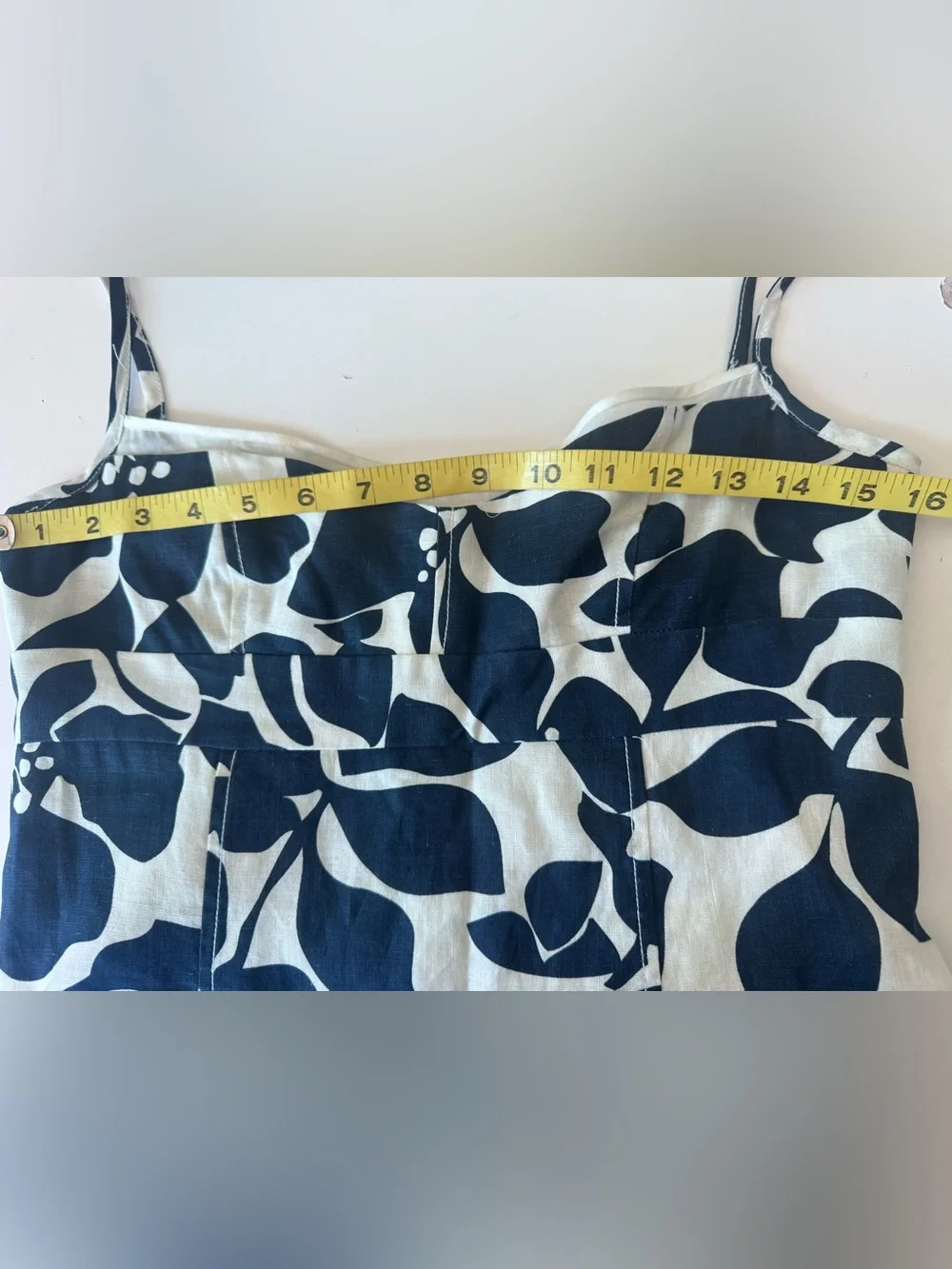 j crew hawaiian navy floral linen strappy summer dress women’s size 4